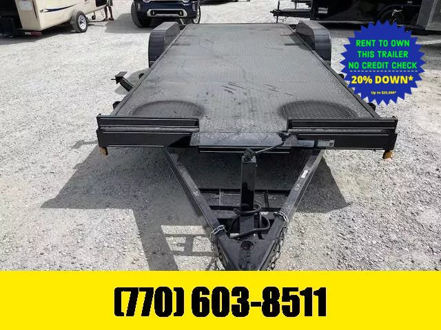 7X20 Steel Floor Car Hauler W/ 2-5200LB Axles Winch Plate, Removable Driver Fender, 5' Foot Slide in Ramps 2026