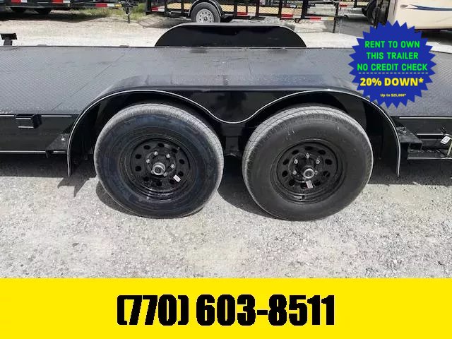 7X20 Steel Floor Car Hauler W/ 2-5200LB Axles Winch Plate, Removable Driver Fender, 5' Foot Slide in Ramps 2026