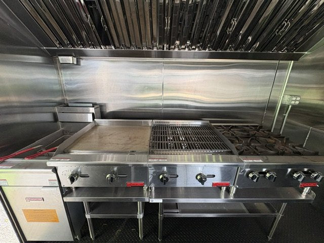 USED 8.5X12 Food Trailer W/ Hood Vent, Fire Suppression, Mini Split, Griddle, Charbroiler, 4 Burner Range, Reach-In Refrigerator, Sink Pkg 2025 C Trailers