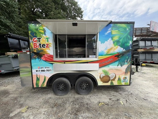 USED 8.5X12 Food Trailer W/ Hood Vent, Fire Suppression, Mini Split, Griddle, Charbroiler, 4 Burner Range, Reach-In Refrigerator, Sink Pkg 2025 C Trailers