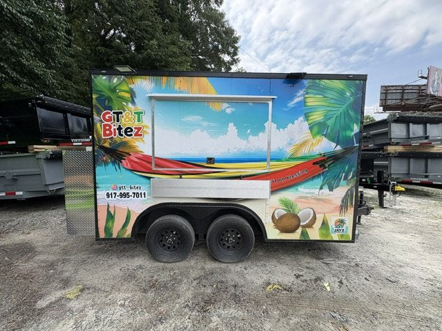 USED 8.5X12 Food Trailer W/ Hood Vent, Fire Suppression, Mini Split, Griddle, Charbroiler, 4 Burner Range, Reach-In Refrigerator, Sink Pkg 2025 C Trailers