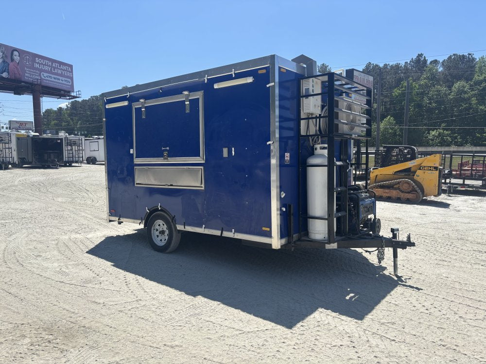 USED 8X12 Food Trailer W/ Hood Vent, 4 Burner, Fire Suppression, Refrigerator, Sink PKG, Awning Concession Window 2024 FUDT