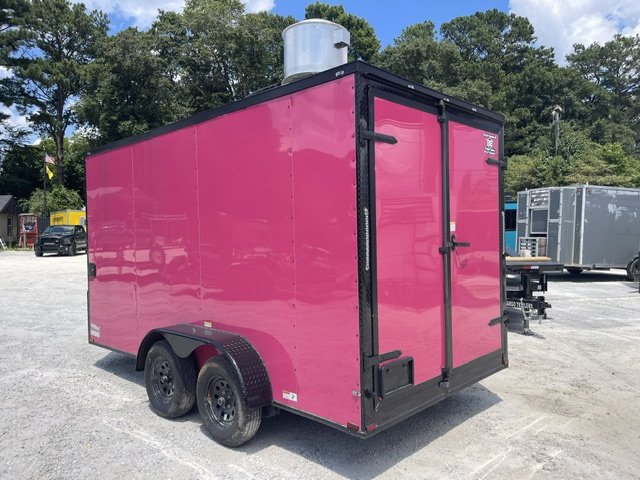 USED 7x14 Food Trailer W/ Sink Pkg, Hood Vent & Fire Supression ,50 AMP Electrical Pkg, A/C, Finished Interior & GPS Tracker