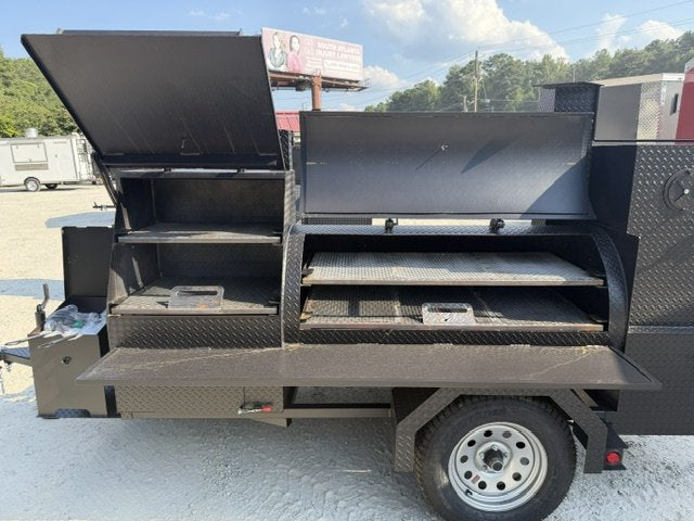 60" Reverse Flow Smoker, W/ Sinks, Grill, Rib Box, Insulated Firebox, Deep Fryer & Fish Fryer