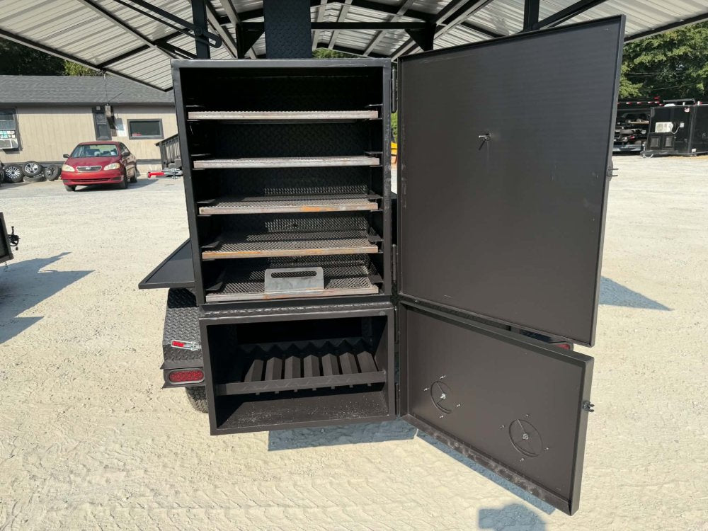 72" SMOKER, GRIDDLE, SINK PKG, 2 FRYER STANDS, 2 DUAL BASKET FRYER, WARMING BOX, INSULATED FIRE BOX