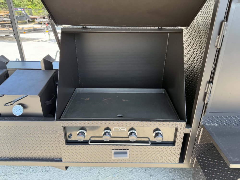 72" SMOKER, GRIDDLE, SINK PKG, 2 FRYER STANDS, 2 DUAL BASKET FRYER, WARMING BOX, INSULATED FIRE BOX