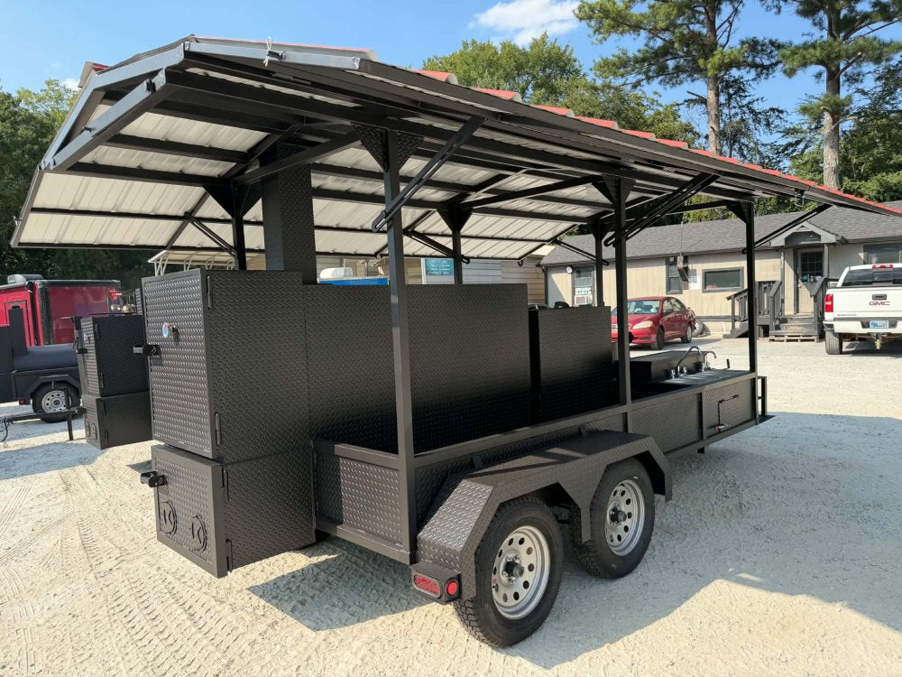 72" SMOKER, GRIDDLE, SINK PKG, 2 FRYER STANDS, 2 DUAL BASKET FRYER, WARMING BOX, INSULATED FIRE BOX
