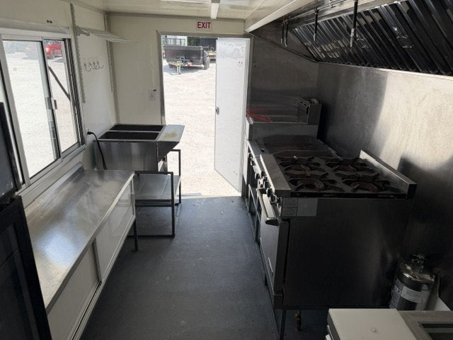 USED 8X16 Food Trailer W/ Hood Vent, Fire Suppression, Mini Split, Griddle, Charbroiler, 4 Burner Range, Reach-In Refrigerator, Sink Pkg 2025