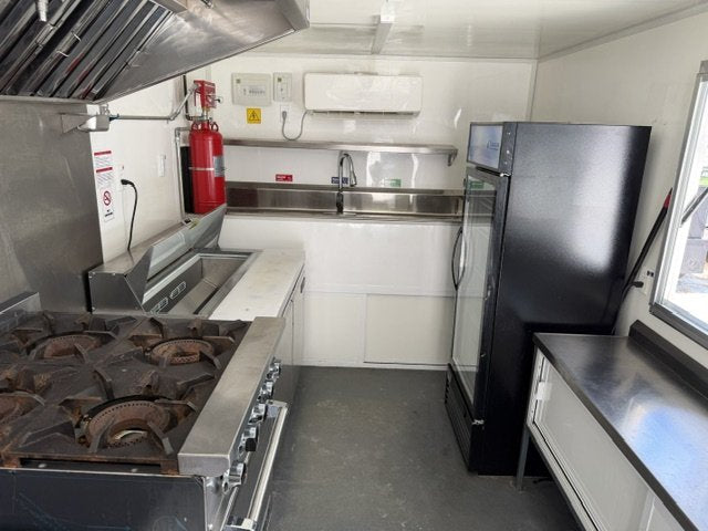 USED 8X16 Food Trailer W/ Hood Vent, Fire Suppression, Mini Split, Griddle, Charbroiler, 4 Burner Range, Reach-In Refrigerator, Sink Pkg 2025