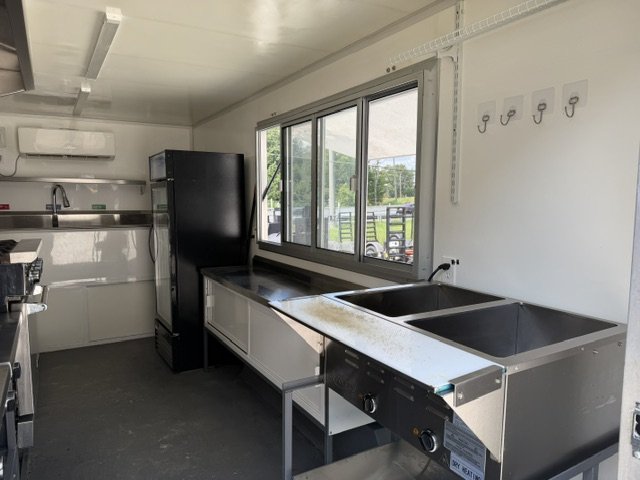USED 8X16 Food Trailer W/ Hood Vent, Fire Suppression, Mini Split, Griddle, Charbroiler, 4 Burner Range, Reach-In Refrigerator, Sink Pkg 2025