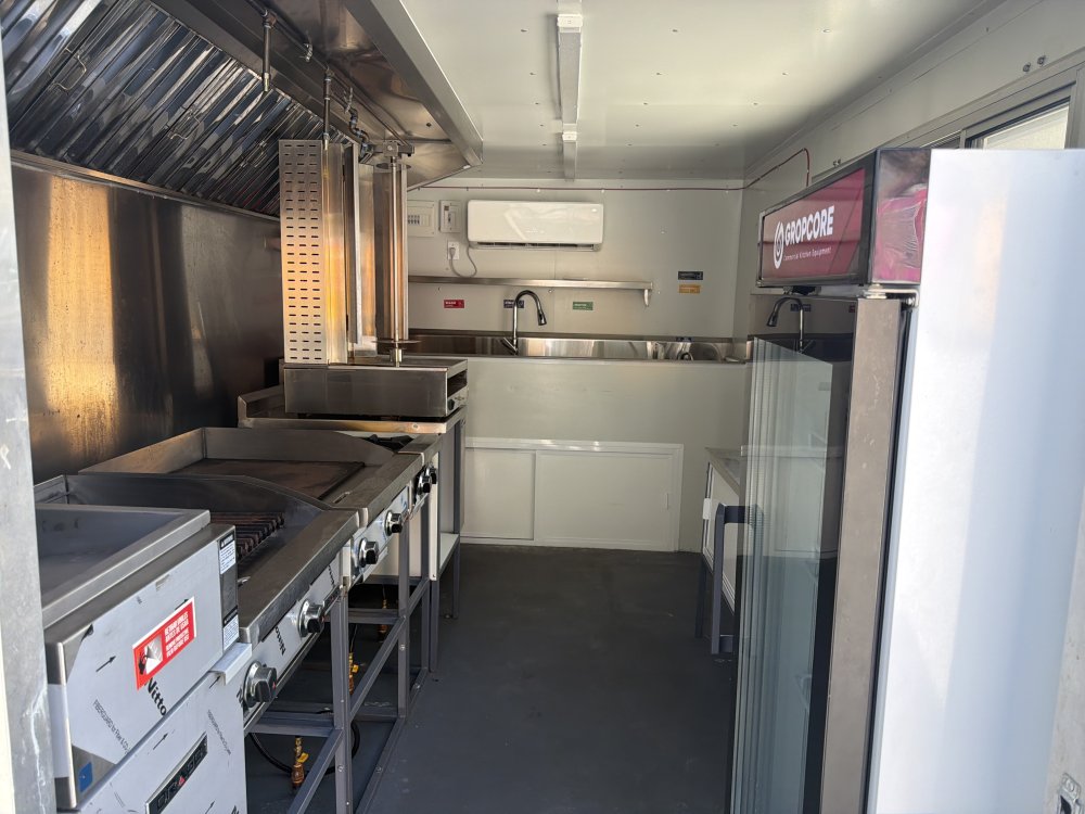 USED 7X14 Food Trailer W/ Triple Sink, Fryer, Griddle, Flat Top, Fridge, Concession Window 2025 FUD