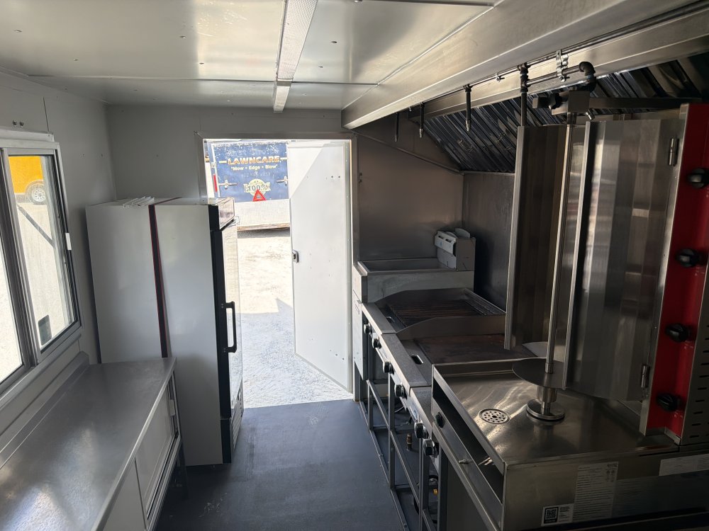 USED 7X14 Food Trailer W/ Triple Sink, Fryer, Griddle, Flat Top, Fridge, Concession Window 2025 FUD