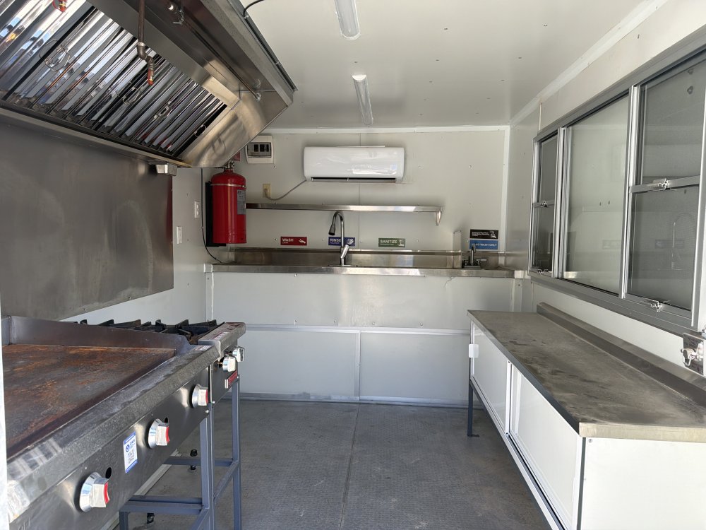 USED 8x12 Food Trailer W/ Fridge, Hood Vent, Fryer, 4 Burner, Fire Suppression, Sink PKG, Refrigerator, Awning Concession Window 2021 FUD