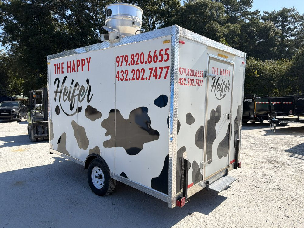 USED 8x12 Food Trailer W/ Fridge, Hood Vent, Fryer, 4 Burner, Fire Suppression, Sink PKG, Refrigerator, Awning Concession Window 2021 FUD
