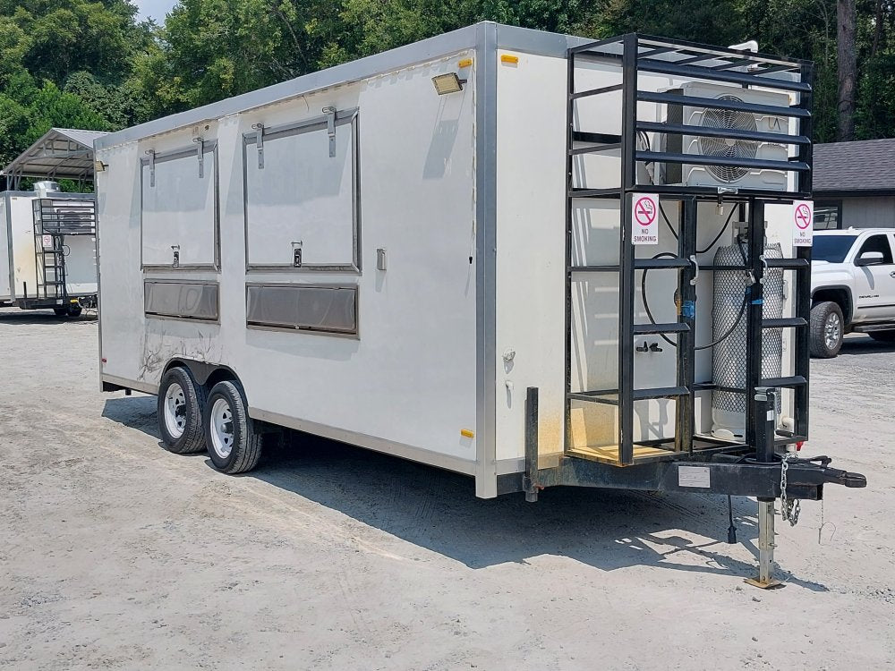 USED 8x20 Food Trailer W/ Hood Vent, 2-Fryers, Griddle, Charbroiler, Fridge, Sandwich Prep 2024 FUDT