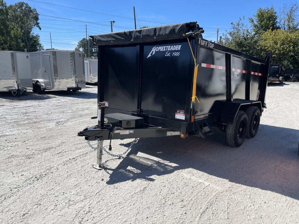 7x12 Dump Trailer W/ 4' Sides 10,400 GVWR, Tarp & Ramps 2027 Homesteader Trailers