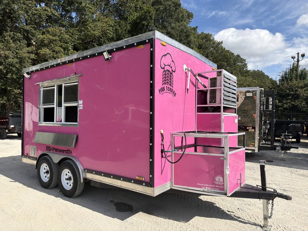USED 8X14 Food Trailer W/ Fridge, 2 Burner, Flat Top, Deep Fryer, Fire Suppression, Triple Sink, Concession Window 2025 MAGN (Available Soon)