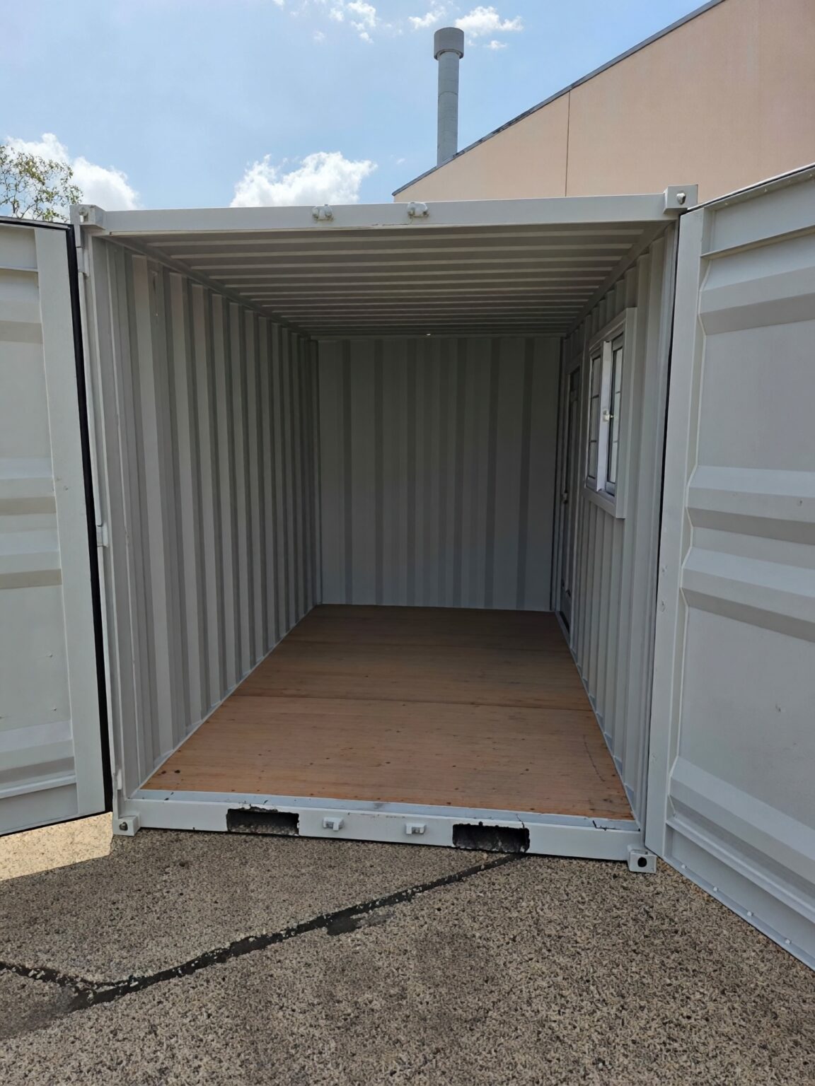 12ft Steel Shipping Container with Side Door, Rear Door & Window