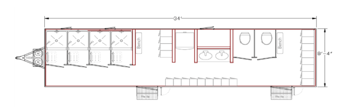 7 Station Shower Trailer Portable Restroom Locker Combo with Laundry | Oahu Series