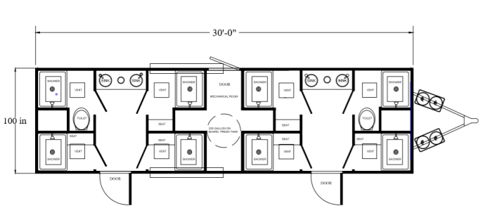 8 Station Shower Trailer Restroom Combo | Classic Series