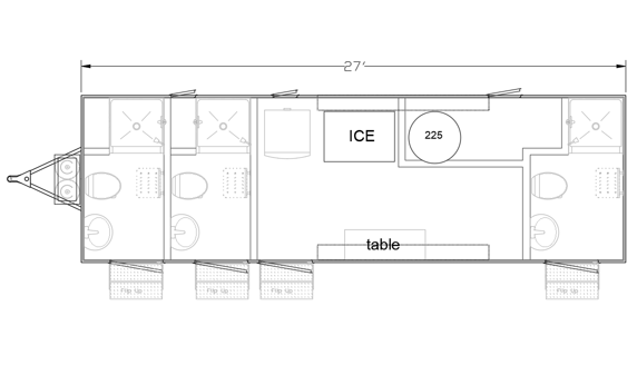 3 Station Shower Trailer / Restroom Combo with Laundry Suite