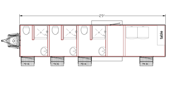 3 Station Shower Trailer / Restroom Combo with Dual Laundry Suite