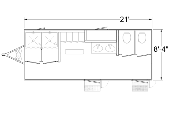 4 Station Shower Trailer / Restroom / Locker Room Combo | Oahu Series