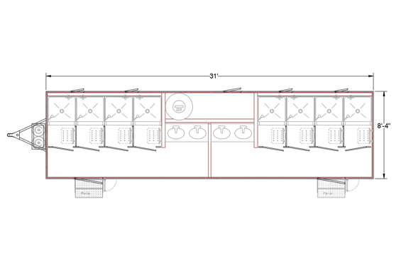 8 Stall Portable Shower Trailer | Oahu Series