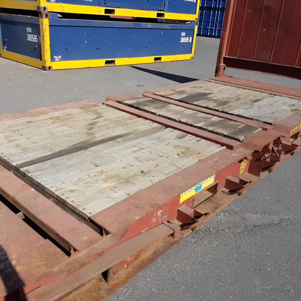 20ft x 8ft Used Flat Rack Shipping Container – CSC Plated Heavy-Duty Steel Container