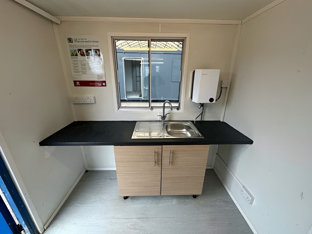 21ft x 8ft Anti-Vandal Canteen Office with Kitchenette – Secure Steel Portable Office