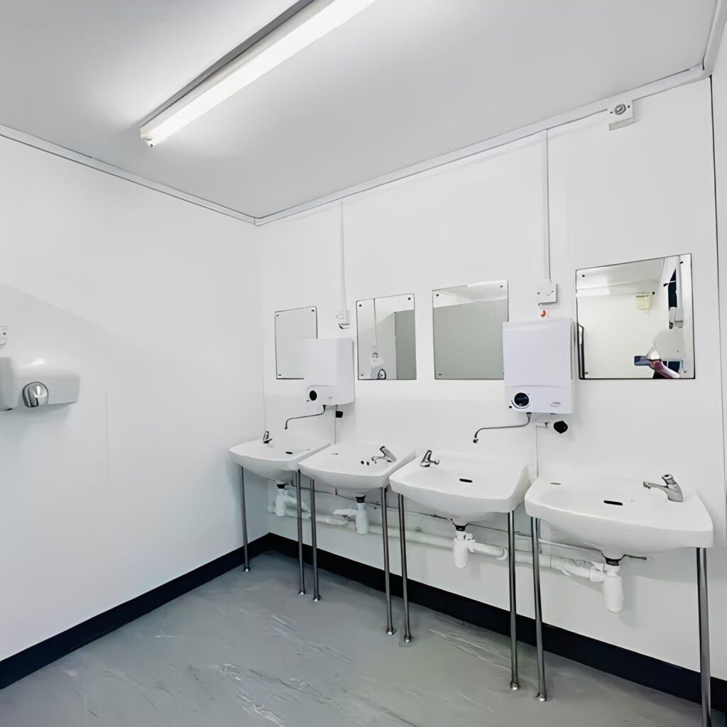 24ft x 9ft Anti-Vandal Toilet Block – 5+1 Portable Steel Welfare Unit