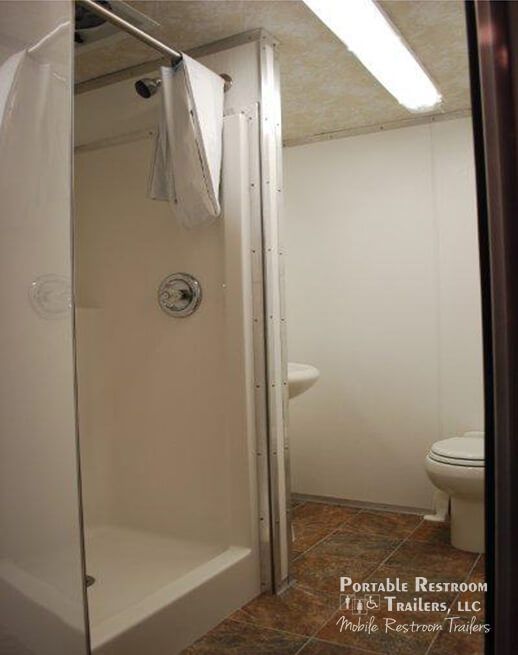 3 Stall Shower Trailer Portable Restroom Combo – Electric