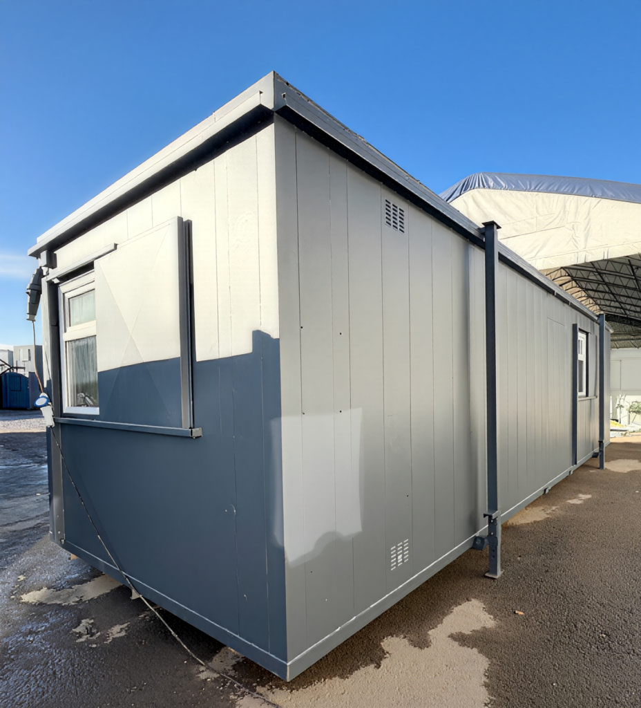 32ft x 10ft Open Plan Canteen Office – Anti-Vandal Portable Steel Office with Kitchenette
