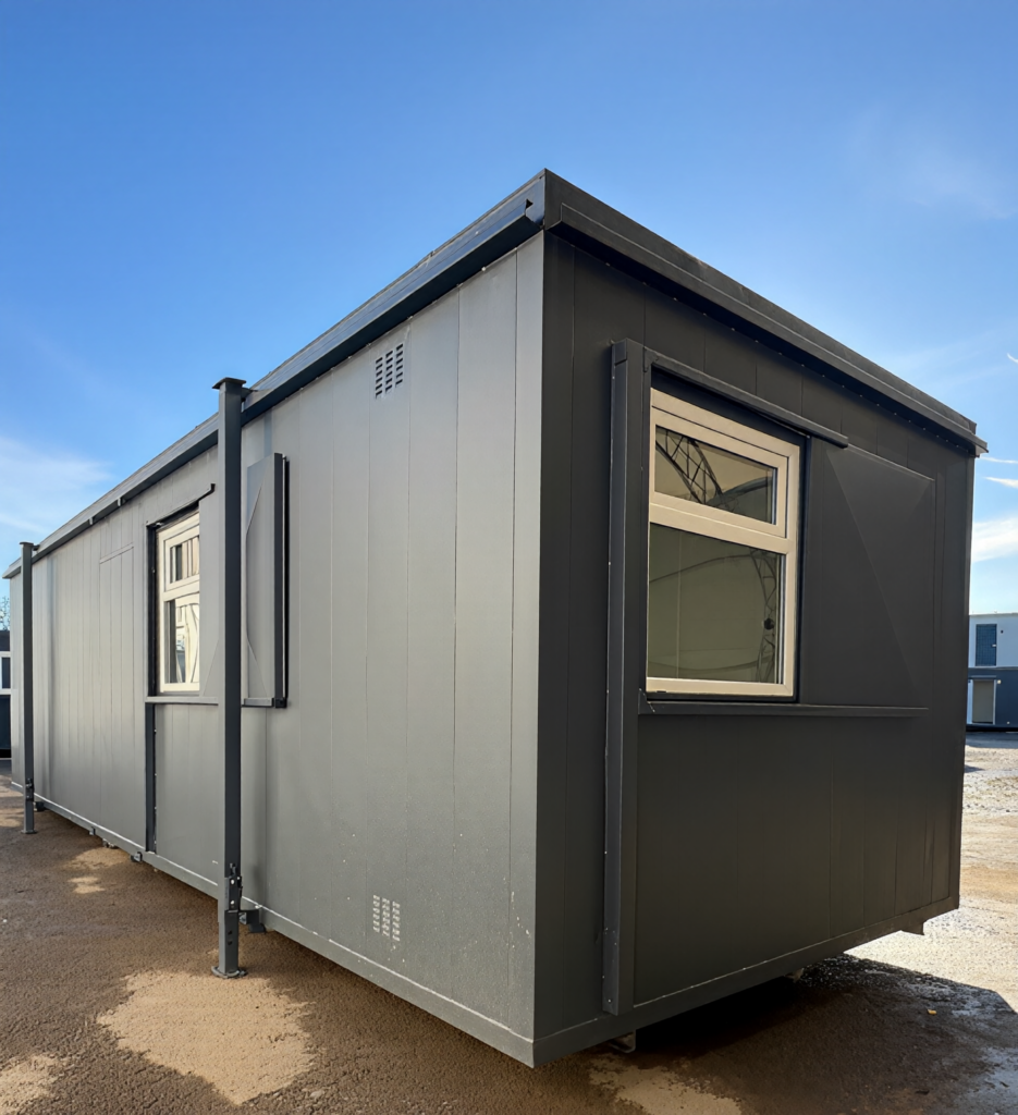 32ft x 10ft Open Plan Canteen Office – Anti-Vandal Portable Steel Office with Kitchenette