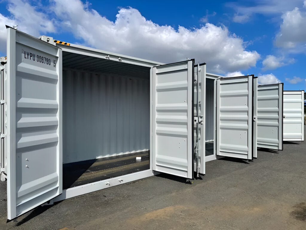 40ft High Cube Shipping Container with 4 Side Doors & Rear Cargo Doors – 9ft 6in Steel Storage Container