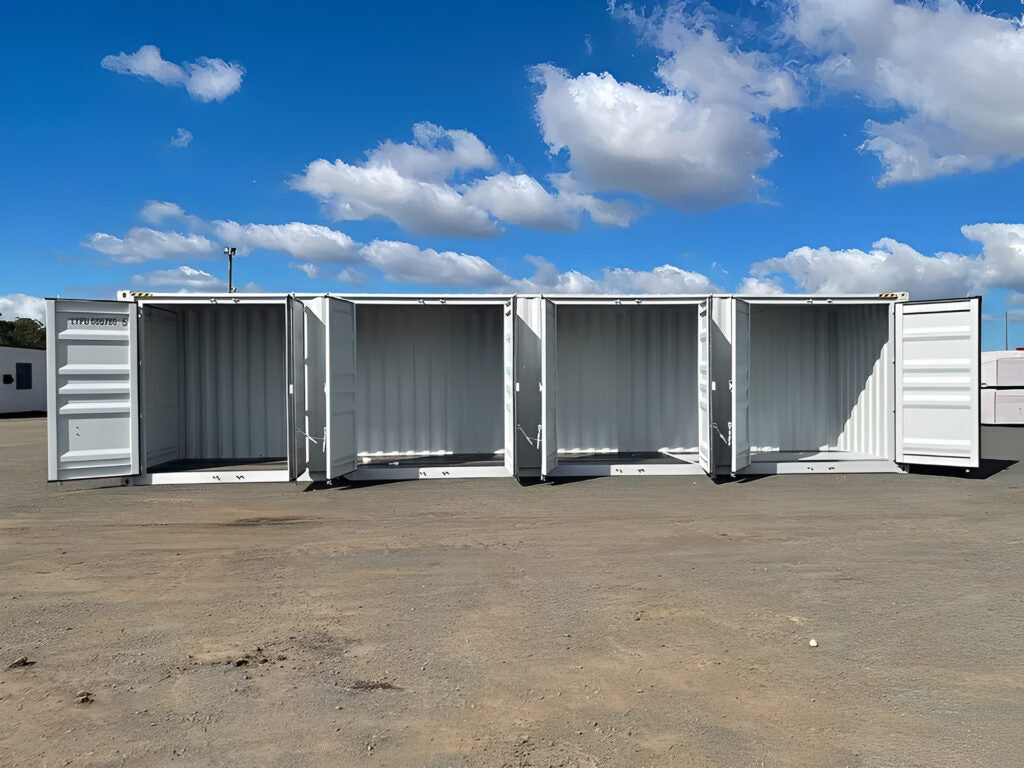 40ft High Cube Shipping Container with 4 Side Doors & Rear Cargo Doors – 9ft 6in Steel Storage Container