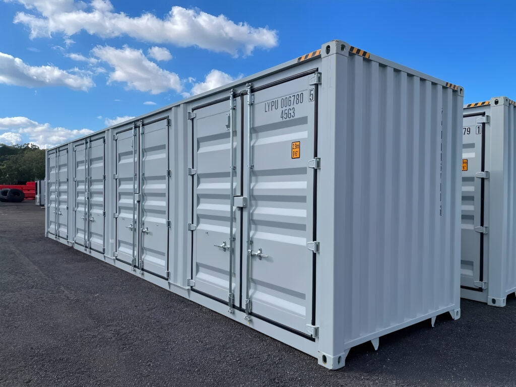 40ft High Cube Shipping Container with 4 Side Doors & Rear Cargo Doors – 9ft 6in Steel Storage Container
