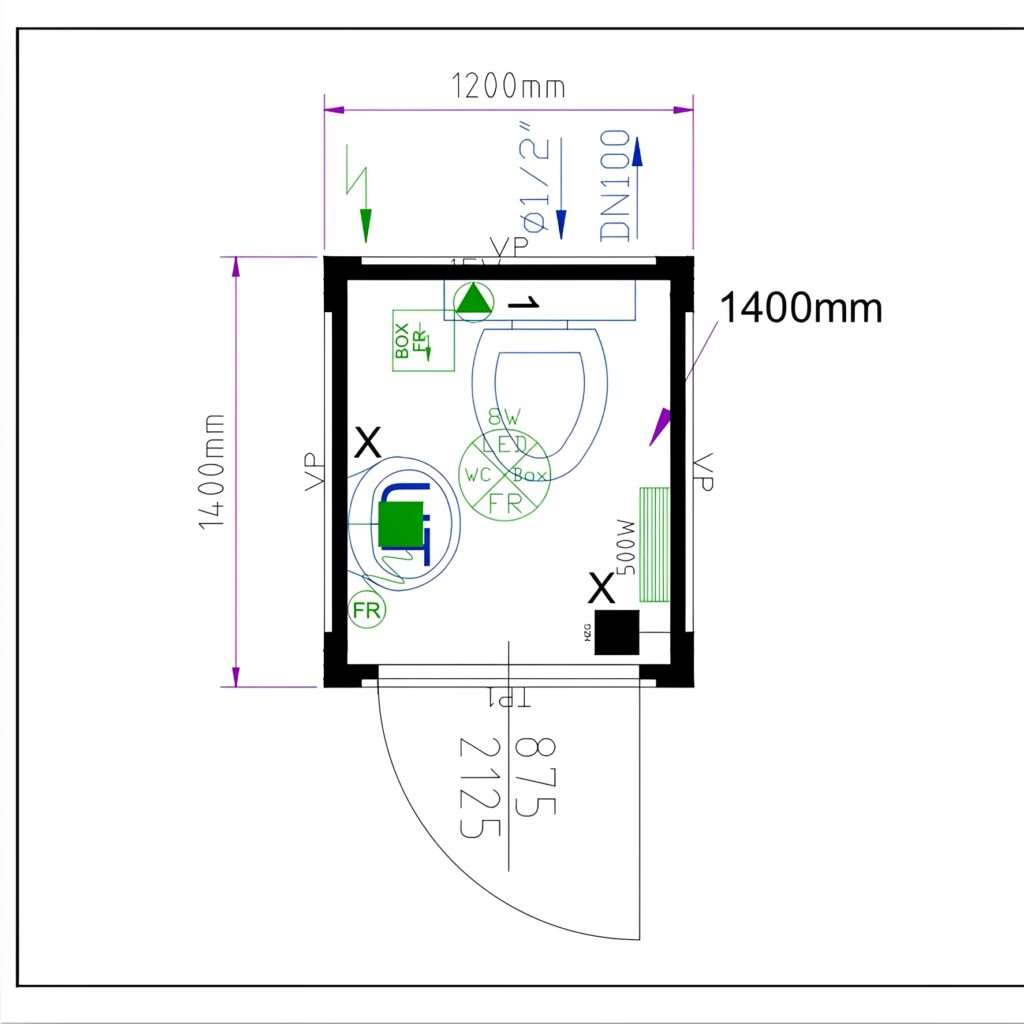 5ft x 5ft Single Portable Toilet Block – Insulated Steel WC Unit with Wash Basin