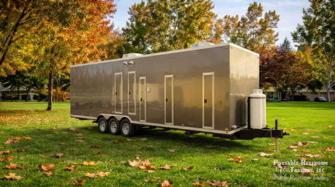 7 Station Shower Trailer Bathroom & Locker Combo with Laundry