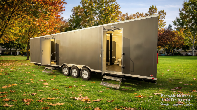 7 Station Shower Trailer Bathroom & Locker Combo with Laundry