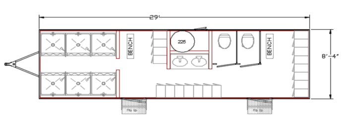 8 Station Shower Trailer / Restroom / Locker Room Combo | Oahu Series