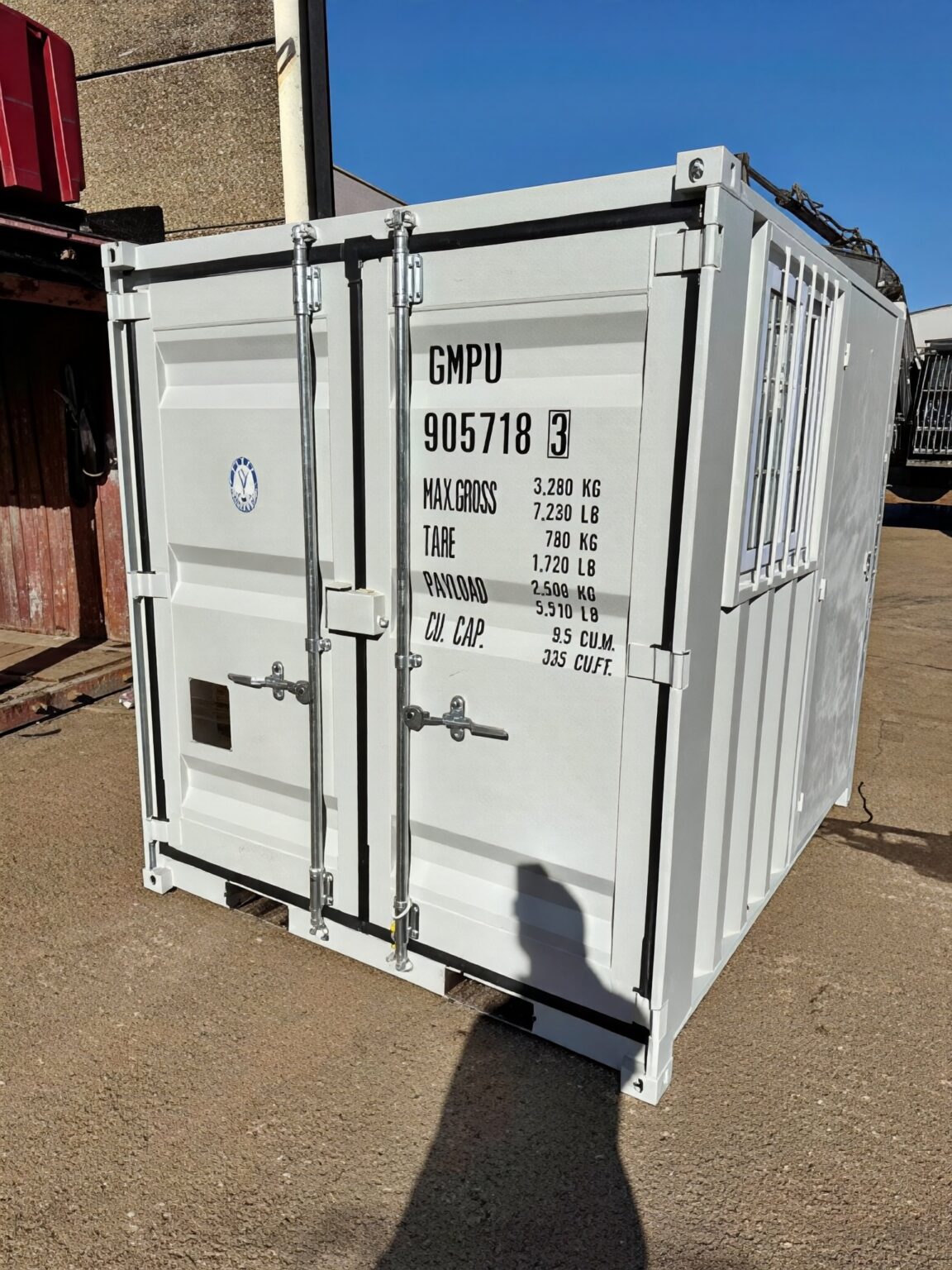 8ft Shipping Container with Side Door, Rear Door & Window