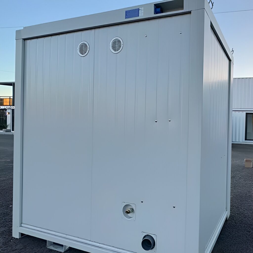 8ft x 5ft Portable Toilet & Shower Block – Insulated Steel Welfare Unit with Water Heater