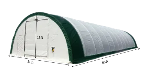 Single Truss Arch Storage Shelter W30'xL85'xH15' 11oz PE