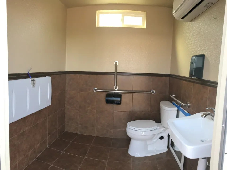 Shipping Container Restroom – Portable Conex Bathroom with HVAC and Tankless Water Heaters