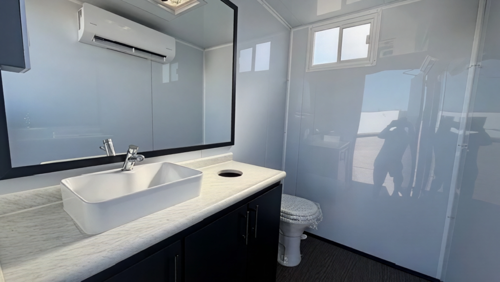 Upscale 2 Stall Portable Restroom Trailer 7ft x 14ft with A/C