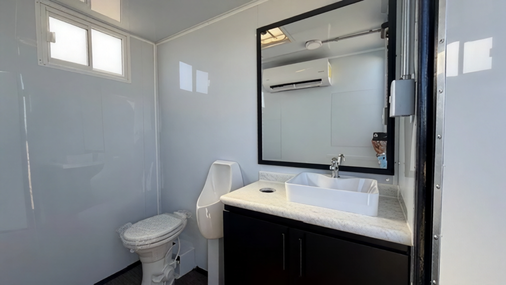 Upscale 2 Stall Portable Restroom Trailer 7ft x 14ft with A/C