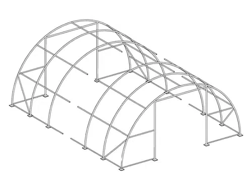 Single Truss Arch Storage Shelter W30'xL65'xH15' 11oz PE