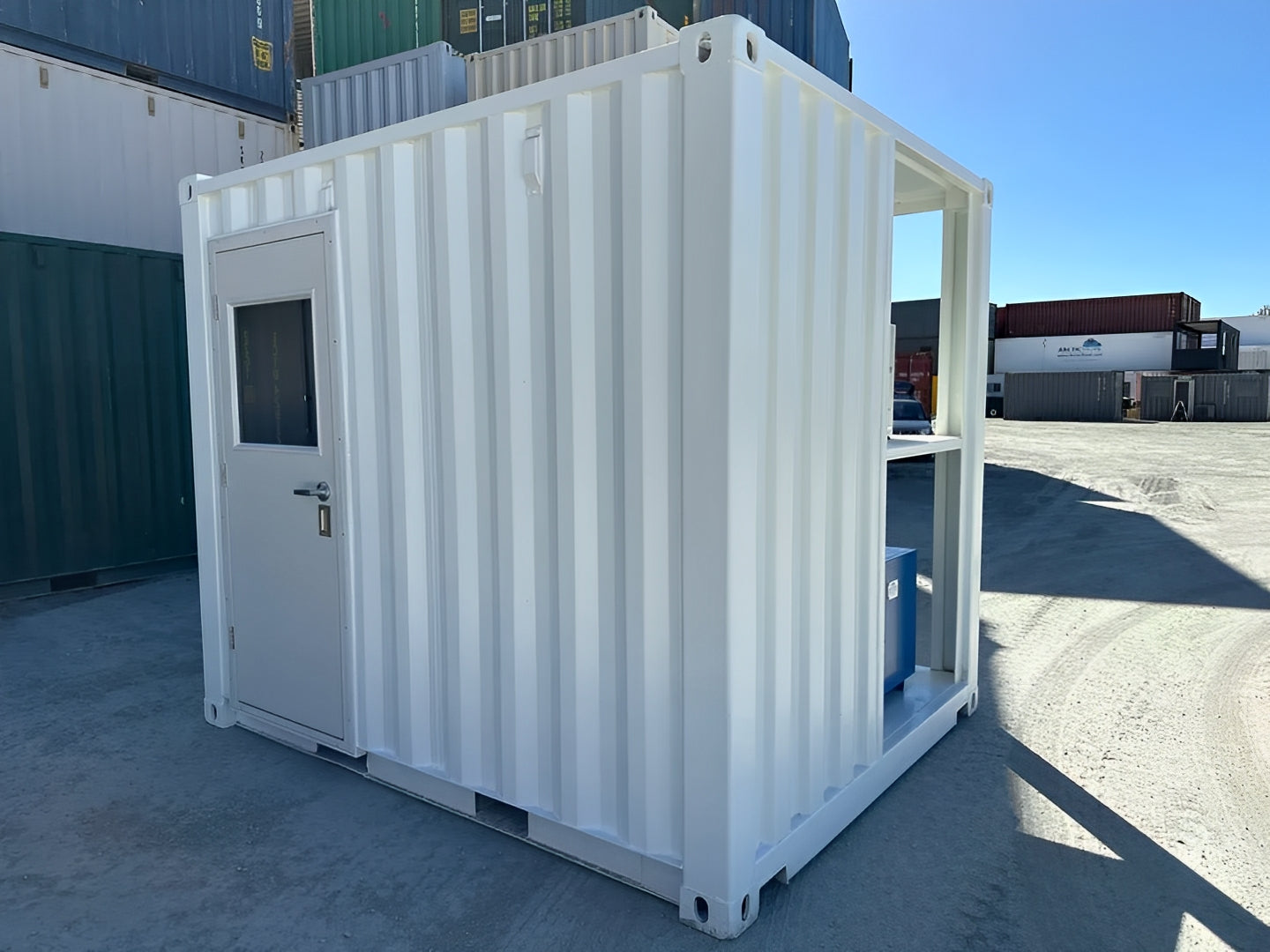 10ft Modified Shipping Container with Air Conditioning – White Corten Steel Portable Container
