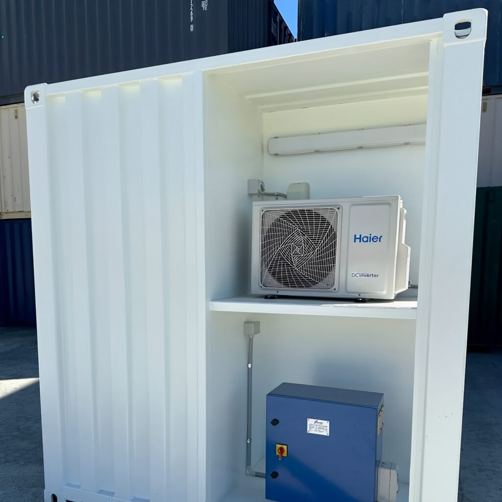 10ft Modified Shipping Container with Air Conditioning – White Corten Steel Portable Container